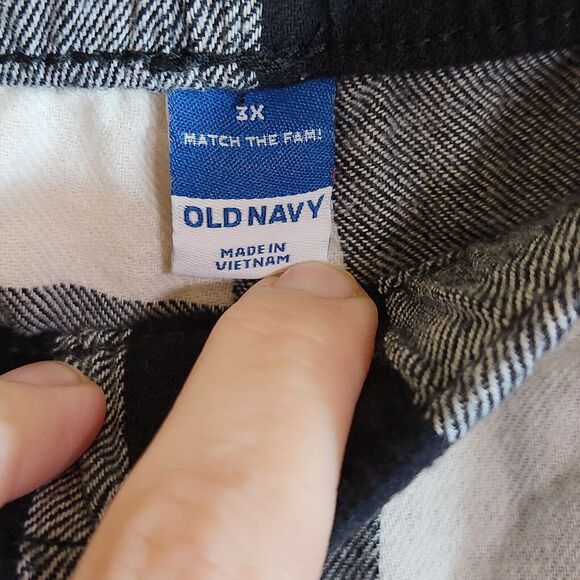 Old Navy‎ Flannel Jogger Lounge Pants Adult black 3XL Plaid Drawstring Elastic - Picture 7 of 11